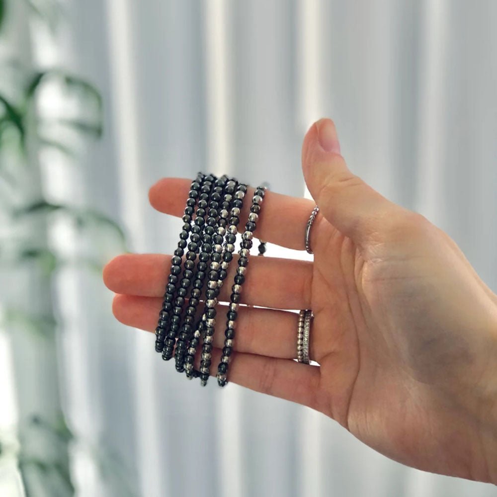 Wholesale black frosted wear copper with zirconium diamond ball flying saucer long bracelet set